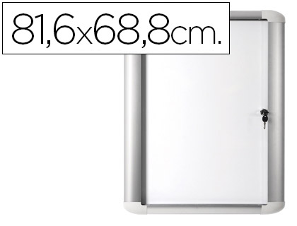 Vitrina de anuncios Bi-Office 816x688mm. magnética blanca con puerta y cerradura para exterior